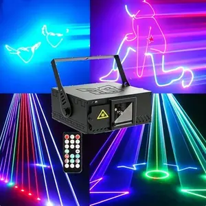 RGB Animation Scan Laser Light, Sound Activated Remote Control Stage Disco Light for Party Club Wedding
