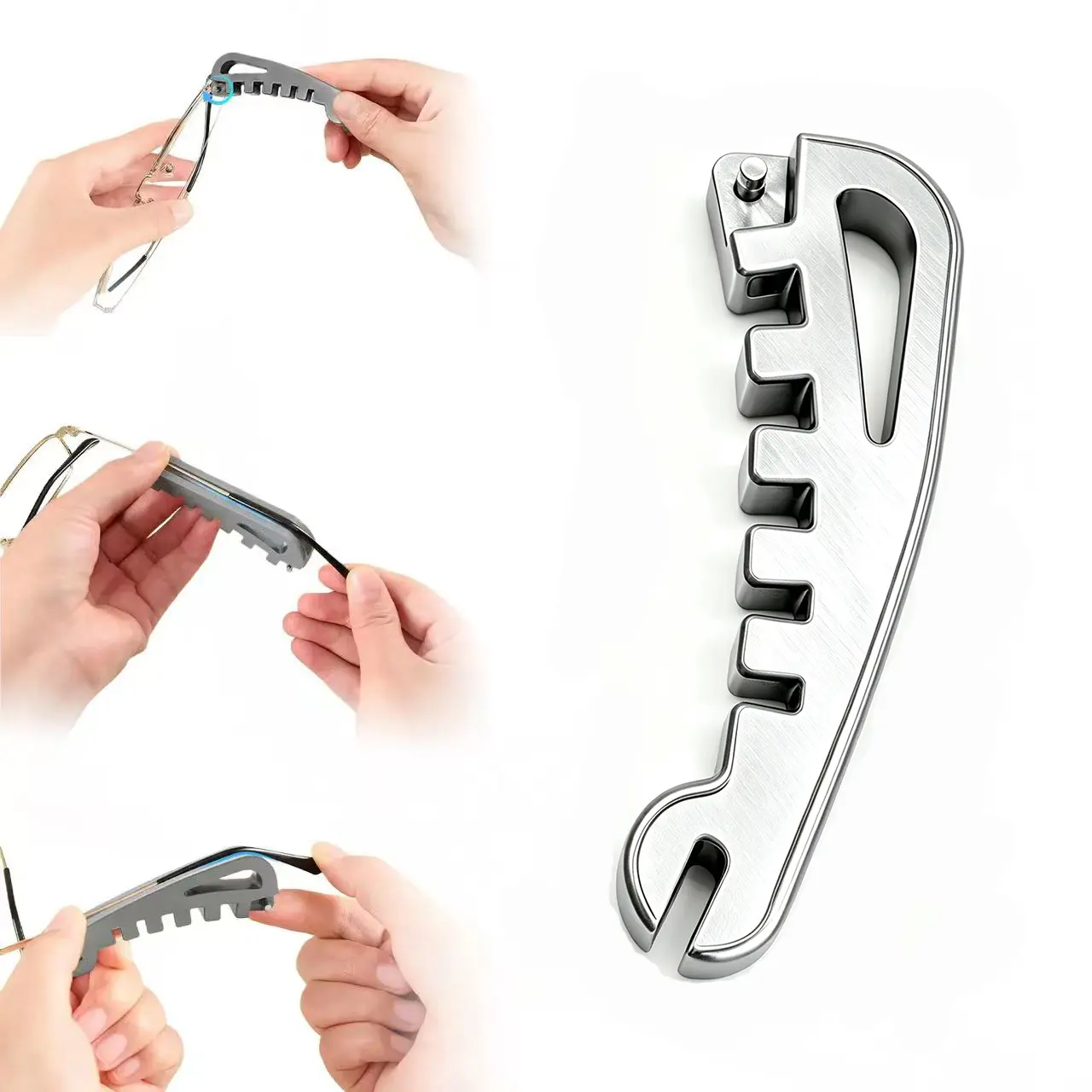 Eyeglass Adjustment Tool, Glasses Repair Tool for Frame Alignment, Temple Arm Bending & Nose Pad Adjustment, Portable Eyewear Repair Kit