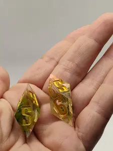 Handmade Rhombic D6 Dice Pair Autumn Leaves Green & Orange Whimsical Fantasy TTRPG Dice Unique Design for D&D & Collectors