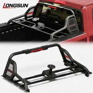 Longsun Heavy-Duty Adjustable Truck Roll Bar Chase Rack, No-Drill Installation, Compatible with CHEVROLET SILVERADO 1500 2500HD 3500HD， TOYOTA TUNDRA， FORD F150 F250 F350SUPER DUTY， RAM 1500 2500 3500， NISSAN TITAN/TITAN XD， GMC SIERRA 1500 Bed Steel