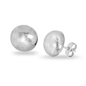 Stately Steel Brushed Metal Half-Ball Stud Earrings