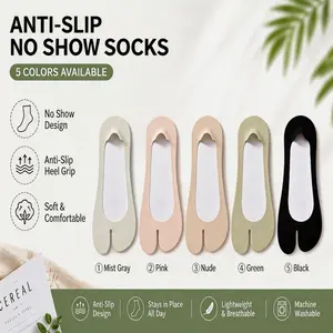 Women's Toe Socks, Spring & Summer Low-Cut Invisible Split-Toe Boat Socks, Sweat-Absorbent, Anti-Odor, Non-Slip Heel Design, Perfect for Open-Toe Shoes