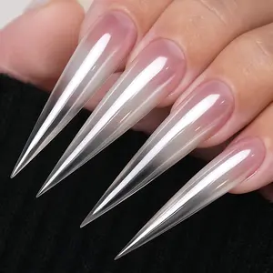 YOKEFELLOW GleamTap Cushion Magic White Chrome Nail Powder GT211 Magic White - Glazed Donut， Pearlescent Nail Chrome Powder,，Nail Art Decoration for Home DIY Salon Manicure