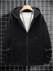 Unisex Hooded Zipper Jacket, Long Sleeve Casual Street Style Outerwear, Suitable for Men & Women, Daily Wear Essentials