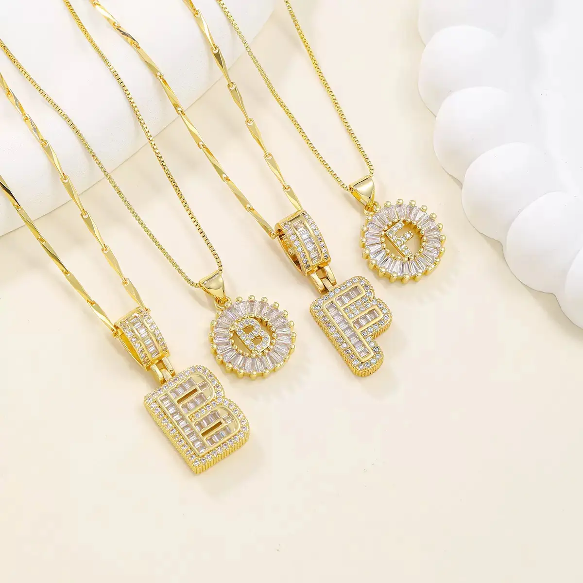 2 Count Initial Letter Pendant Necklaces with Zircon Stones for Women 26 Alphabet Necklace Fashion Jewelry for Parties & Birthdays Valentine's Day Gift bundle sets   wed gift,  name necklace.long necklace.daily wear party gift  mothers gift