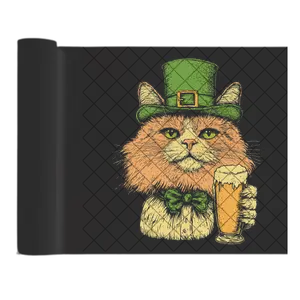Shamrock Cat Top Hat Bow Tie - Direct Print Film Transfer for T-Shirts, Cotton, Polyester & Blends - High-Quality DTF Print