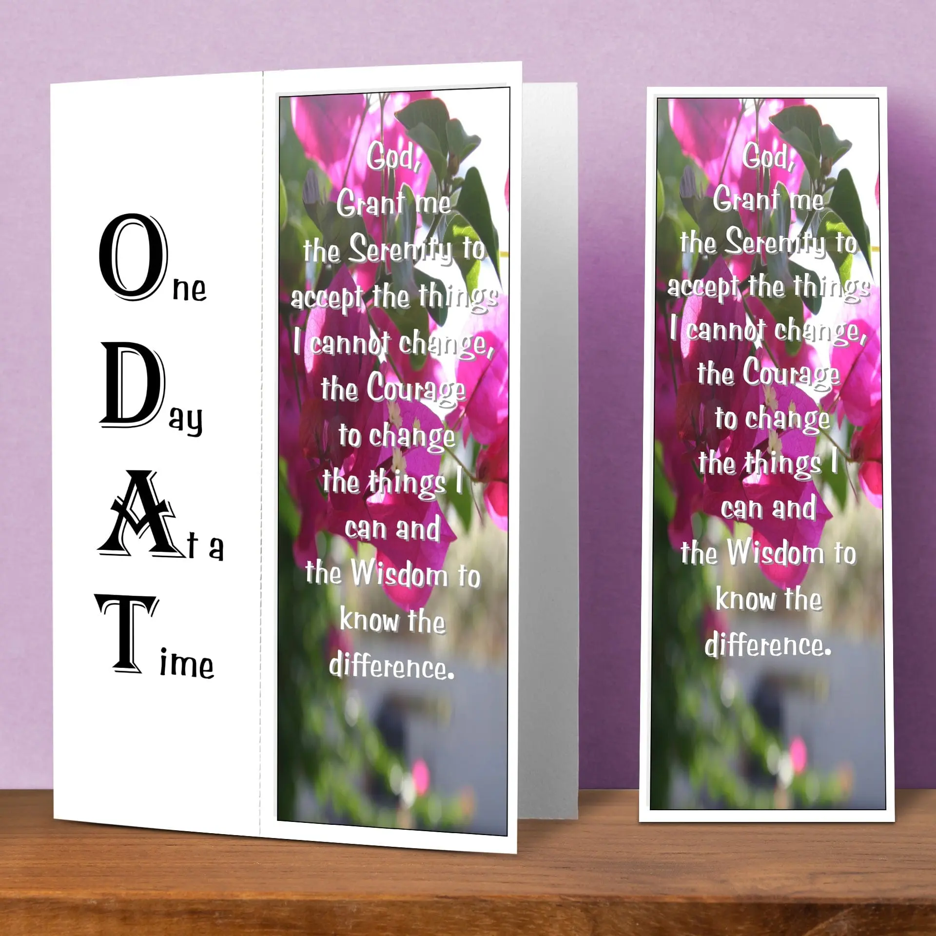 O.D.A.T. "One Day At A Time" Milestone Sobriety Card with Serenity Prayer