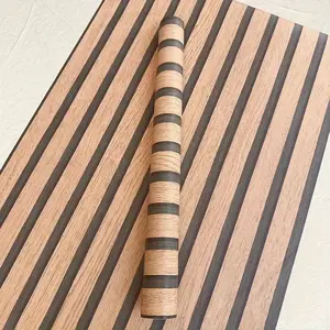 Self-Adhesive Grid Wallpaper Roll, Thick PVC Material, Linear Pattern Stripes & Shapes, Wood Grain Design, Living Room Decor, Peel And Stick Wallpaper Designs