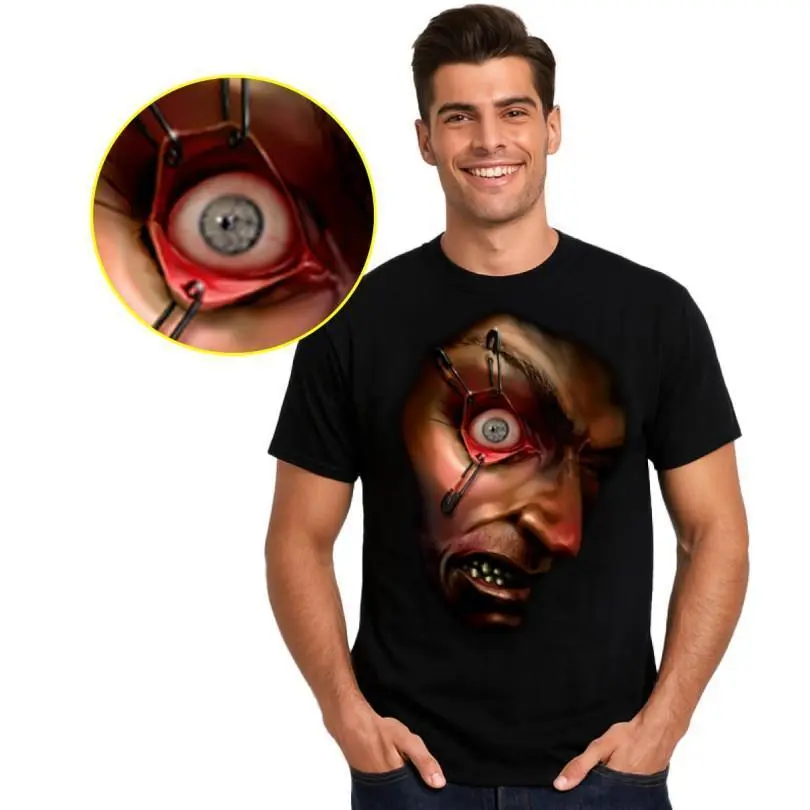 Digital Dudz Frantically Moving Eyeball T-Shirt | Hidden Phone Holder | Halloween Costume