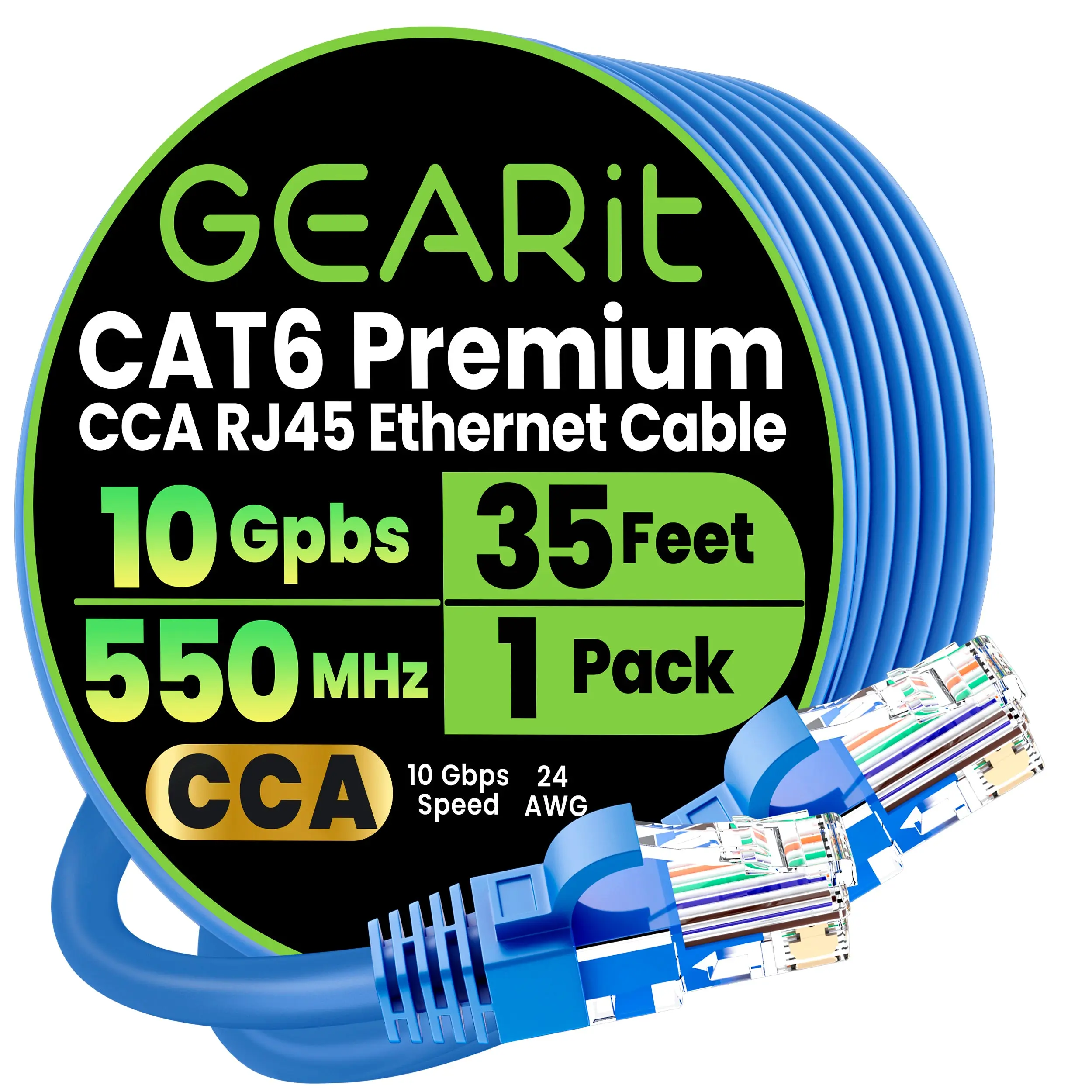 GearIt Cat6 Ethernet Patch Cable - CCA UTP Network Cord, Blue Internet Cable for Home, Computers, Smart TV, Gaming Room