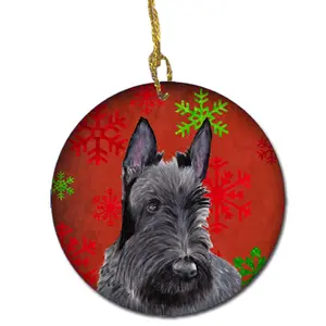 Carolines Treasures  Scottish Terrier Red Snowflakes Holiday Christmas Ceramic Ornament