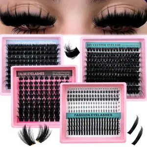 4 Style Mini Boxes, Fashion Eyelashes, 697Pcs Lash Clusters 100 Density Spiky Single Lashes Wispy Eyelash Clusters Kit 6-20mm Spiky Manga Lash Clusters Cluster Eyelash Extensions Lash Clusters Individual Lashes With DIY Lash