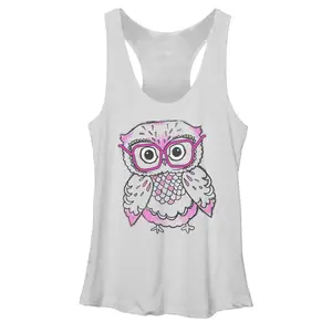 Women's Lost Gods Owl in Glasses Racerback Tank Top