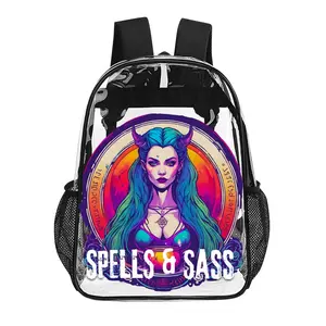 Back To School:Spells and Sass Rainbow witch Goddess Book Bag , Backpack (17in) School Year 2024