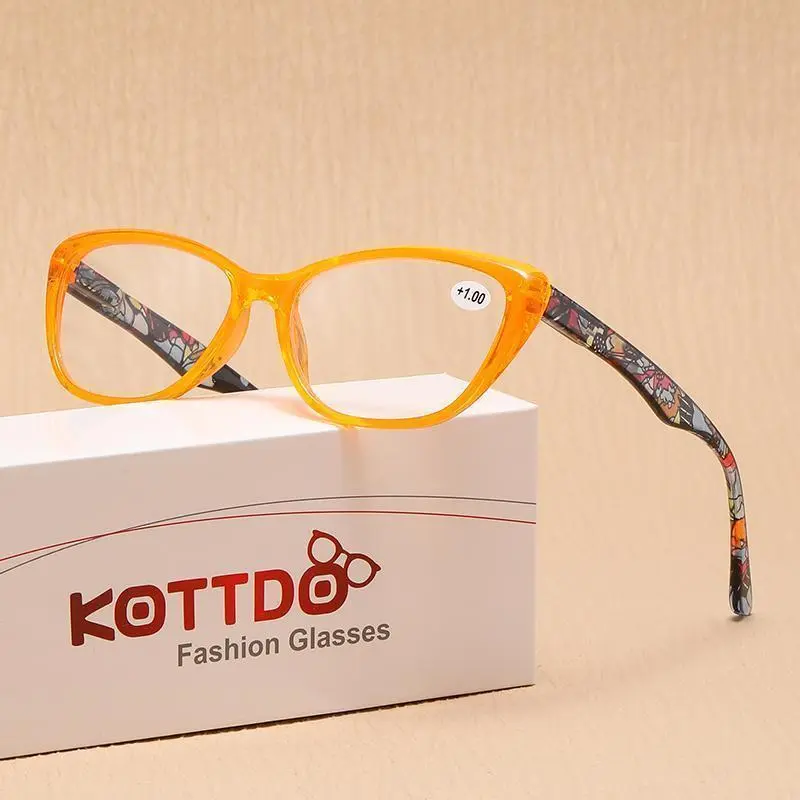 Fashionable Cat Eye Reading Glasses, Unisex Plastic Frames with Anti-Blue Light Protection, Strengths +1.0 to +2.5