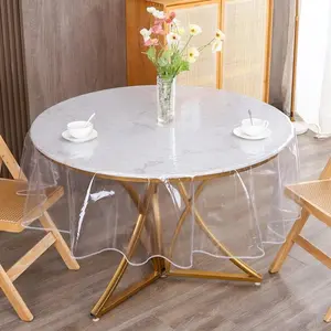Clear Round Tablecloth Protector Waterproof Oil-PVC Table Cloth Stain-Resistant Wipeable Table Cover for Round Table(90" Round)