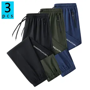 Men’s jogger sweatpants, available in 1-, 2-, or 3-pack; lightweight, solid-color, breathable, quick-dry athletic  for spring and summer; suitable for fitness training, running, outdoor wear, and casual wear. Menswear Trouser Plain Sports season pant