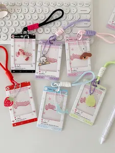 Kpop Korean Style Slide Cover Keychain ID Holder, Star Idol Fan Badge Storage Set, Student Name Tag Hanging Decoration Card Case, Personalized Lanyard