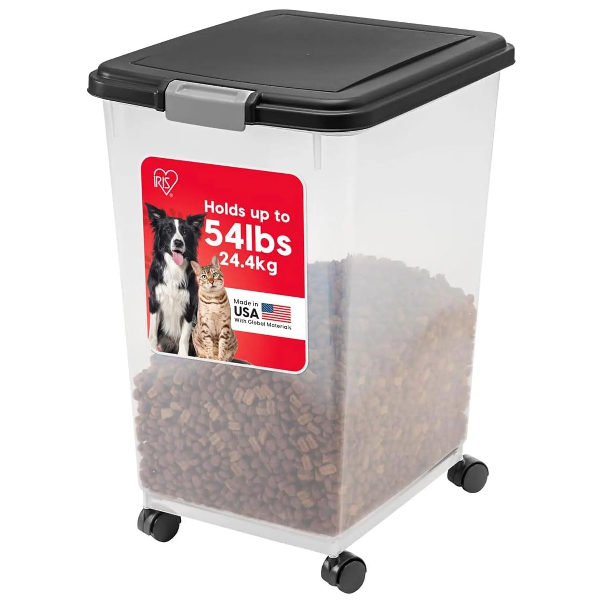 IRIS USA Pet Food Storage Container, Airtight Bin with Attachable Wheels, 54 lbs IRIS USA Pet Food Storage Container, Airtight Bin with Attachable Wheels, 54 lbs