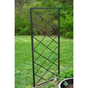 Gardenary Diamond Panel Trellis 6' Tall Powder-Coated Steel for Cucumbers Tomatoes Beans & Peas with Ground Spikes for Support