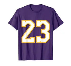 Number 23 Front & Back Basketball Jersey Purple Yellow T-Shirt