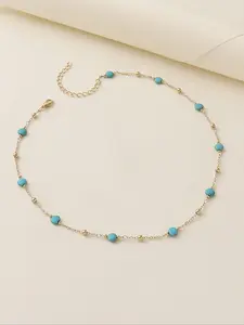 Simple Fashion Turquoise Texture Decorated Necklace, Fashion Jewelry for Party, Daily Clothing Decor, Trendy All-match & Exquisite Jewelry for Birthday Gift