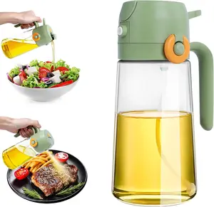 Green Automatic Oil Sprayer for Cooking 2 in 1 Olive Oil Dispenser & Sprayer 16oz Glass Bottle for Air Fryer Salad Baking BBQ High-Quality Leak-Proof Design Easy to Use