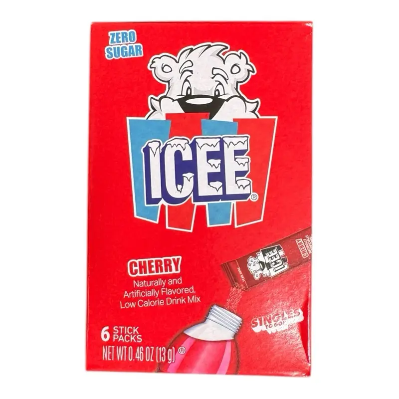 Icee Cherry Flavor Drink Mix Zero Sugar- 1 Box 6 Sticks Icee Cherry Flavor Drink Mix Zero Sugar- 1 Box 6 Sticks
