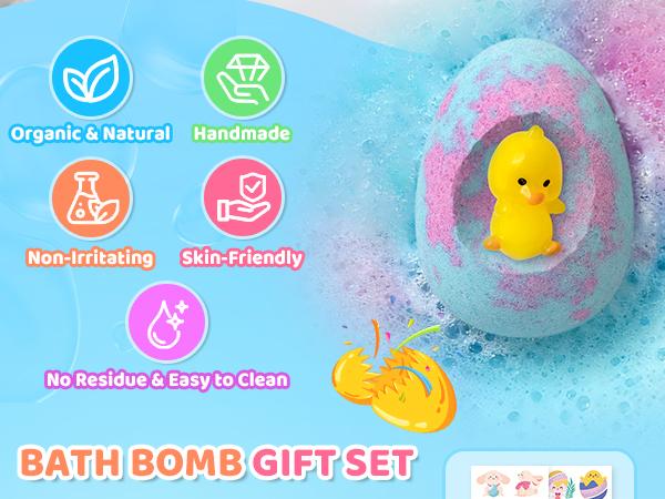Bath Bombs for Kids, 16 Pack Easter Bath Bomb Set, Colorful Bath Fizzies for Boys & Girls, Easter Gifts
