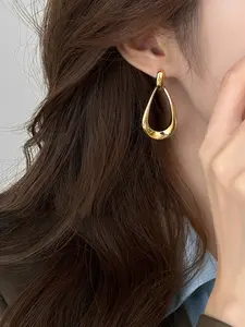 Hollow Water Drop Oval Stud Earrings, Fashionable New Design, Retro Minimalist Geometric Ear Rings, Elegant Jewelry for Women