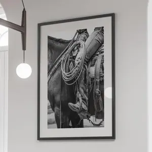 Desert Cowboy on Horse Print, Black and White, Western Wall Art, Vintage Photography, Wild West Poster, Southwestern Decor, Digital Download
