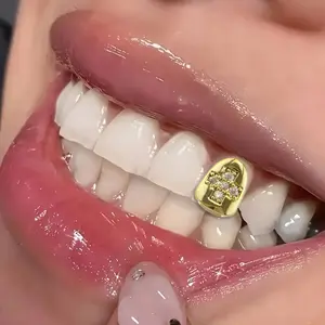 Luxury Two-Color Zircon Teeth Grillz, Tooth Gems, Hip Hop Trendy Sparkle, Perfect for Rave Parties, Funny Abstract Rap Concerts, Holiday Gifts
