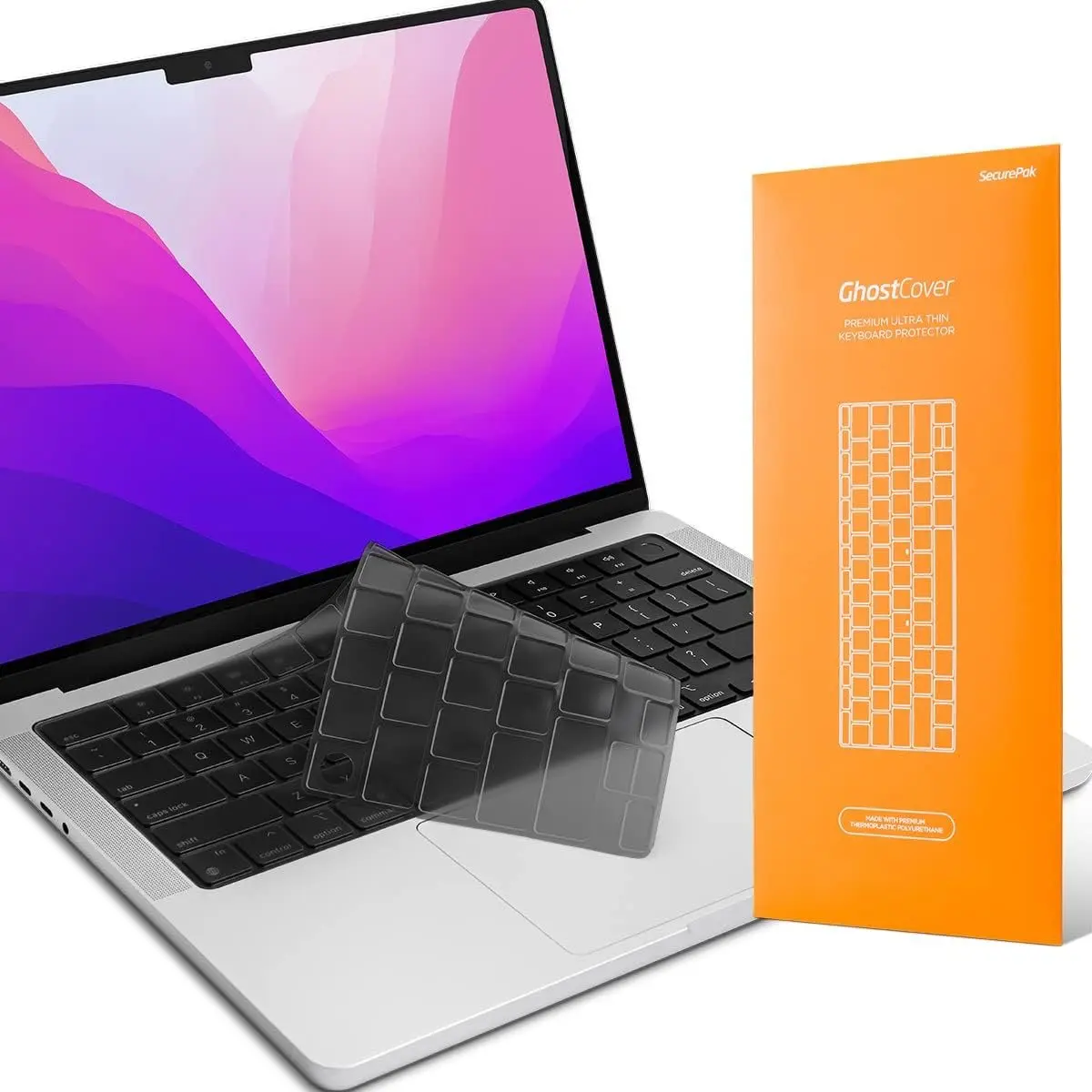 GhostCover   Ultra Thin Keyboard Cover Protector, Compatible with 2021-2026 MacBook Pro 14"/16" M1-M5 Pro/Max, 2022-2026 M2-M5 MacBook Air 13"/15",  ANSI Layout, Translucent