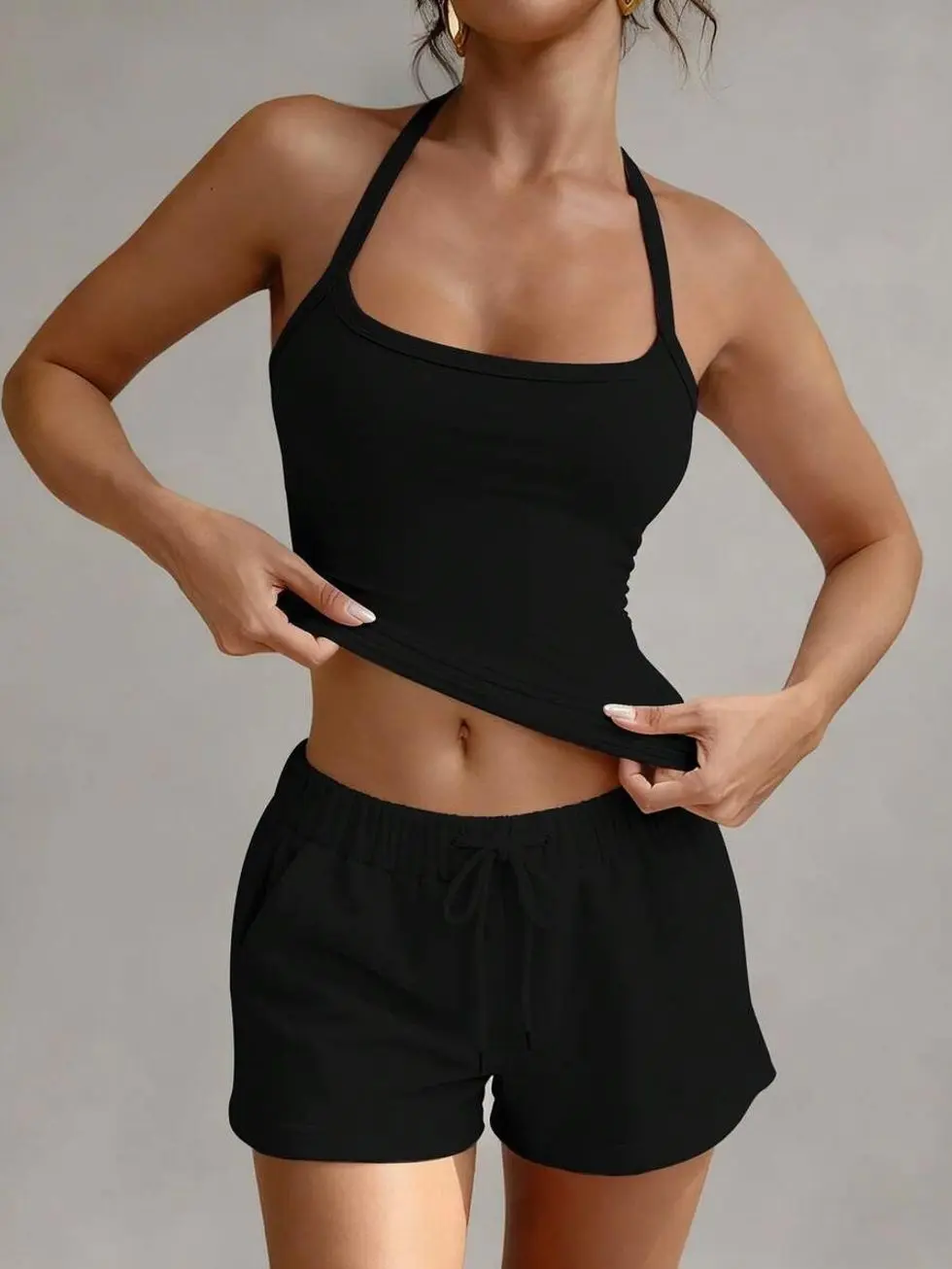 Criss-Cross Backless Tank Top, Elastic Fitness Camisole, Athleisure Summer Workout Shirt