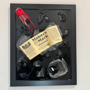 Shattered Maker's Mark Bottle Art Wood Frame