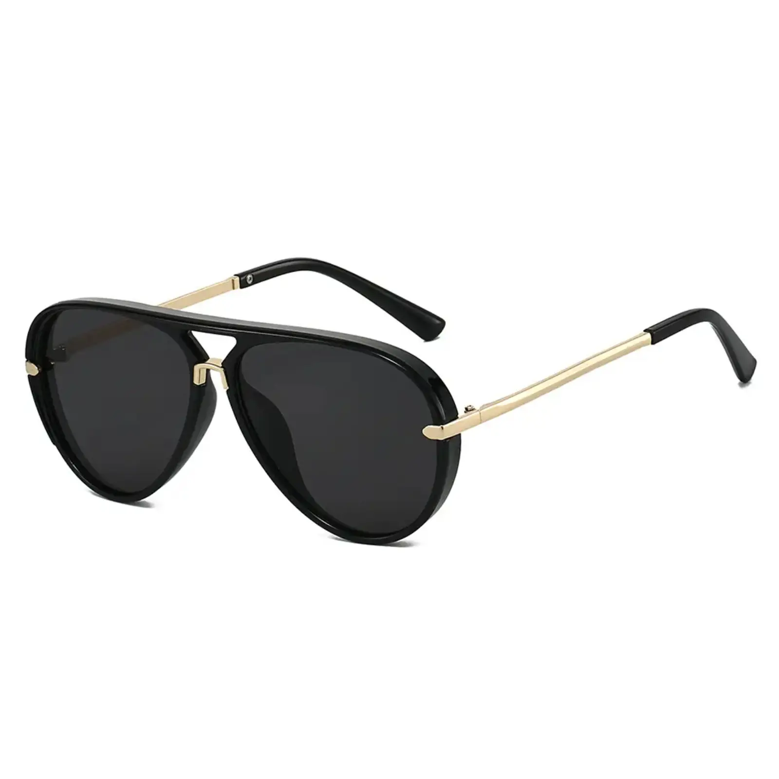 High Quality Trendy Casual Aviator Sunglasses for Female & Male, Street Style Sunglass Aviators with Sleek Black-Gold Fashion Frame, UV400 UV Blocking Sports & Outdoor Eyewear, High Quality Sunglasses