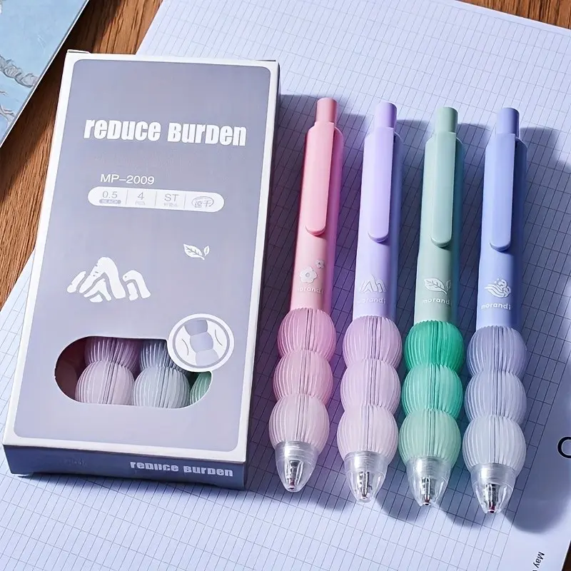 4/16pcs Boxed Ergonomic Soft Grip Press-Down Neutral Pens, Ultra-Soft Handle, Comfortable Hold, 0.5mm Ink, Plastic, Retractable, Quick-Dry, Note Taking Pens, School & Office Supplies, Gift, Ages 14+