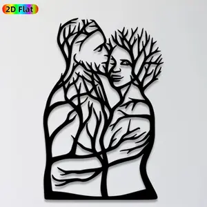 1pc Lovers Embrace Metal Wall Art, Intimate Lovers Statue Mural, Ideal Gift for Valentine's Day, Wedding Anniversary, Love Decor Enthusiasts,  Wall Sculptures, Perfect for Bedroom Wall & Garden Fence, Romantic Home Decor Accent