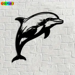 1pc Dolphin Metal Wall Art, Graceful Dolphin Statue Mural, Ideal Gift for New Year, Easter, Marine Life Enthusiasts, Weather-Resistant Metal Wall Decor Wall Sculptures, Perfect for Patio Wall & Garden Fence, Coastal Home Decor
