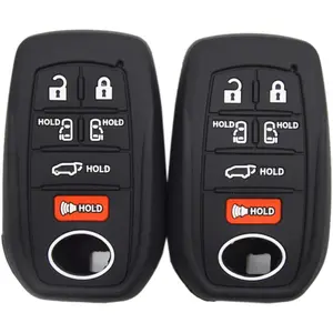 Silicone Key Fob Cover Case for Toyota Sienna XSE Platium AWD 2021 2022 2023 2024 2025 6 Buttons Remote Keyless