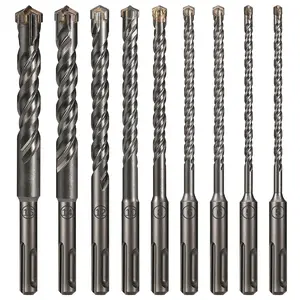 9Pcs SDS Plus Concrete Drill Bits Set, YG8C Carbide Tip Hammer Drill Bits for Masonry, Brick, Stone, Universal Fit for All SDS Plus Rotary Hammers