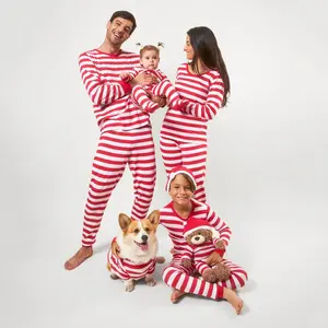 Leveret Two Piece Cotton Christmas Pajamas Striped Red and White 12 Year