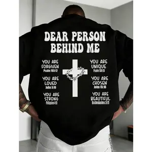 Dear Person Behind Me Faith Message Cross Graphic Tee Streetwear T Shirt For Church Youth Group Everyday Layering
