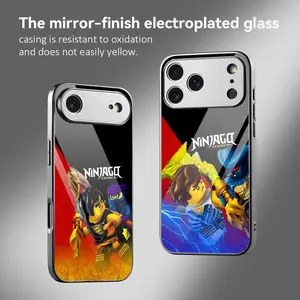 L-Lego N-NinjagoS Phone Case For iPhone 17 16 15 14 13 12 Pro Max Plus Electroplated Metal Bumper Case Slim Tempered Glass Back Advanced Materials Shockproof Anti-Scratch Protection Luxury Case Fashion Durable Stylish