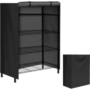 Storage Shelving Unit - Protective, Waterproof Outdoor Indoor Storage Rack, Dust Cover with Zipper (36Lx14Wx54H), Black