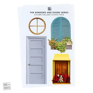 The Windows and Doors Series | Full Sheet Sticker Collage Adhesive To Cutout | Scrapbooking and Journaling | Matte Decorative Junk Journaling Decor | Scrapbooking