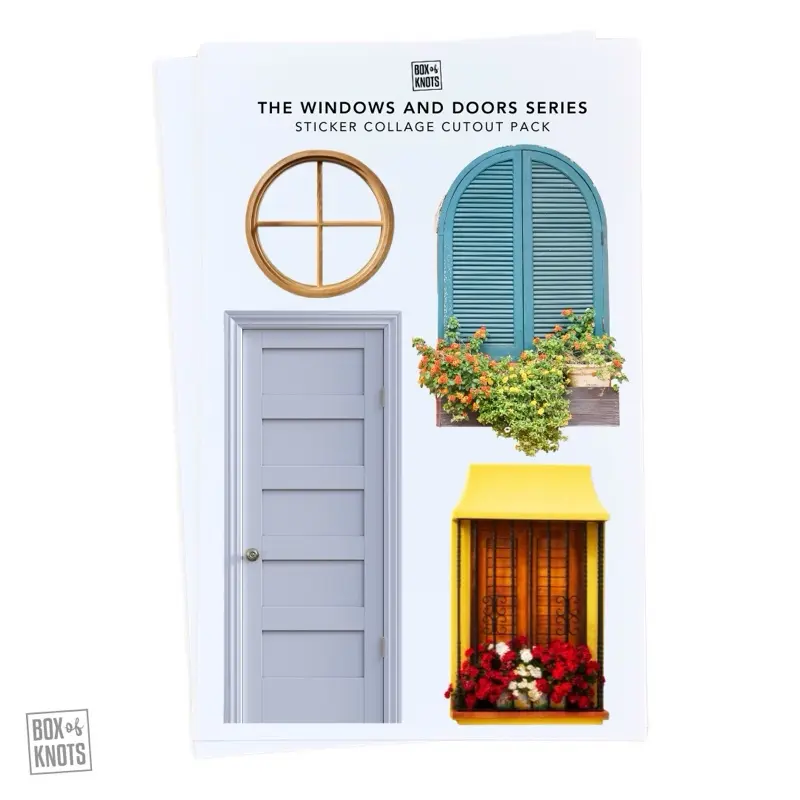 The Windows and Doors Series | Full Sheet Sticker Collage Adhesive To Cutout | Scrapbooking and Journaling | Matte Decorative Junk Journaling Decor | Scrapbooking