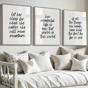 Printable Nursery Quote Set, Nursery Printable Decor, New Baby Printable Signs, Nursery Wall Art Set Of 3,  Girls Room Wall Art Quotes