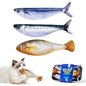 Potaroma Rechargeable Flopping Fish Cat Toy 3-Pack - Potaroma Realistic Bite-Sized Plush Fish, Auto-Activated Motion & 3 Flapping Modes, Durable 7.1” Sardine/Saury/Yellow Croaker Interactive Cat Entertainment Toy