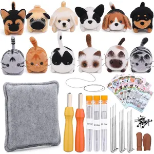 Needle Felting Kit, 12 Pieces Doll Making Wool Needle Felting Starter Kit with Instruction, Felting Foam Mat and DIY Needle Felting Supply for DIY Craft Animal Home Decoration